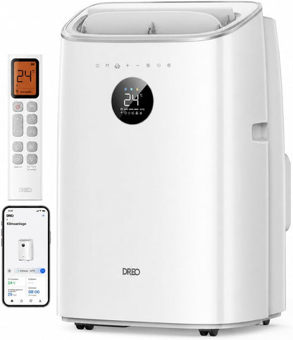 DREO Mobile Air Conditioner, 7,500 BTU Mobile Air Conditioner for Bedroom & Office, 3-in-1 Cooling/Ventilation/Dehumidification, App/Voice Control/Remote Control, Drainage-Free, Window Set, 2.5L/h