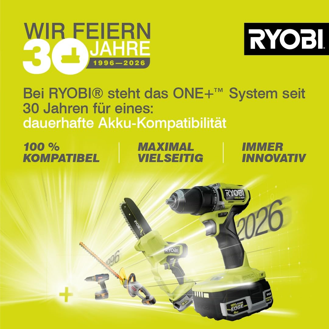 RYOBI 18 V ONE+ Akku-Rasenmäher RY18LMX37A-150, 37 cm Schnittbreite, bürstenloser Motor, inkl. 1 x 5,0Ah Akku & Ladegerät, für Rasenflächen bis 350 m²