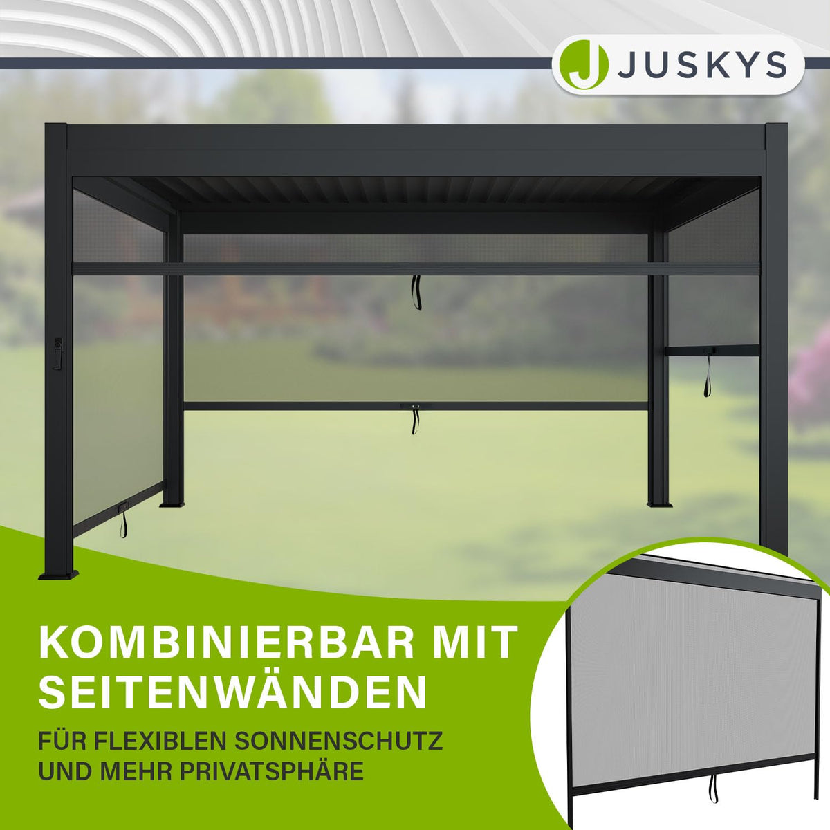 Juskys Lamellendach Tahiti 3x4 m inkl. Seitenwand 4 m