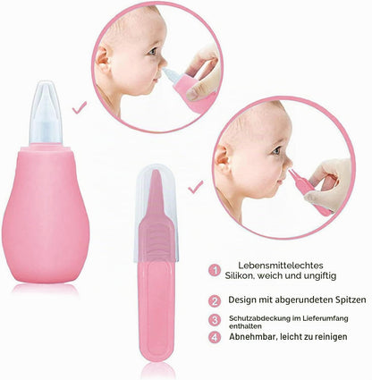 Baby-Pflegeset, Sicherheitspflege-Set für Kleinkinder mit Haarbürste, Kamm, Nagelknipser, Nasensauger, Baby-Essentials-Set für Neugeborene, Mädchen, Jungen (rosa Baby-Pflegeset)