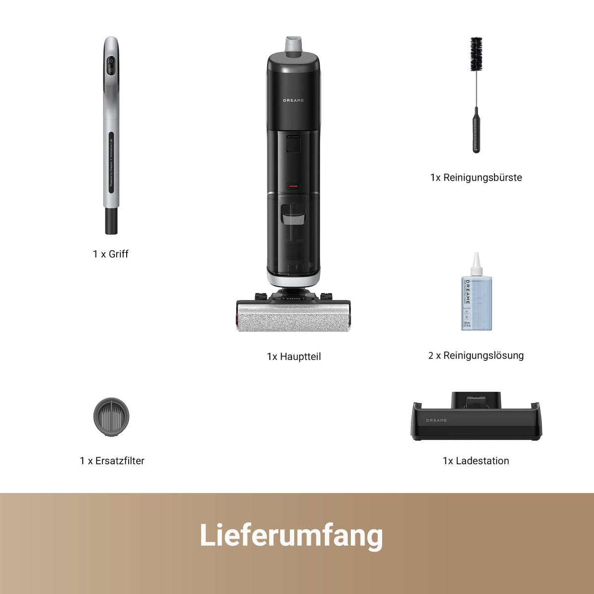dreame H14 Pro Nass- und Trockensauger, 180° Lie-Flat, 60 °C Bürstenpflege, 5-min Trocknung, automatische Lösungsmittelverteilung, App-Steuerung, Doppelrotationsbürste, 18 kPa Saugkraft, Doppelkante