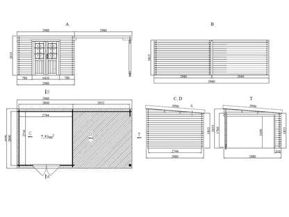 Woodtex Holz Gartenhaus Blockbohlenhaus CA2977
