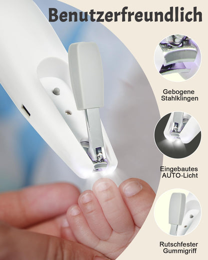 Lictin Baby Nagelfeile Elektrisch, 25 in 1 Baby Nagelset,Weiß