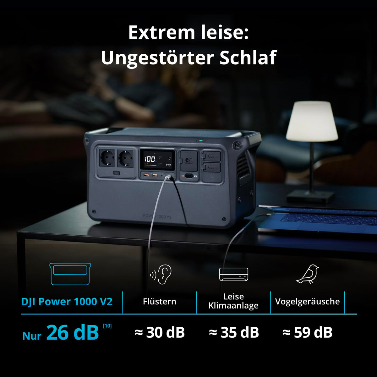 DJI Power 1000 V2 tragbare Powerstation, 200W faltbares Solarpanel, 1024 Wh LFP-Akku, 2600 W stabile Ausgangsleistung, in 37 Min. von 0% auf 80%, maximale Sicherheit, Camping, Stromausfall