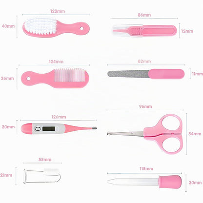 Baby-Pflegeset, Sicherheitspflege-Set für Kleinkinder mit Haarbürste, Kamm, Nagelknipser, Nasensauger, Baby-Essentials-Set für Neugeborene, Mädchen, Jungen (rosa Baby-Pflegeset)