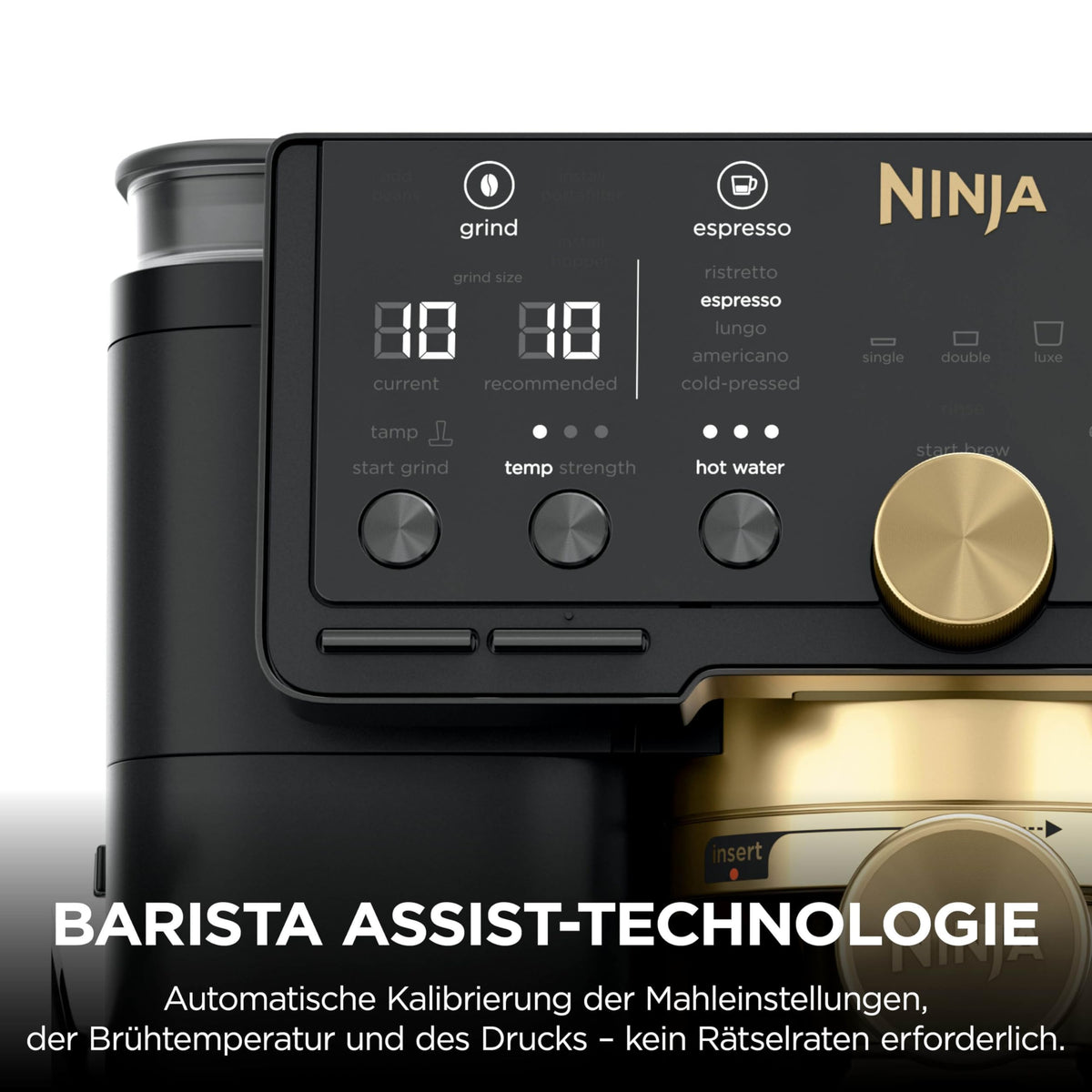 Ninja Luxe Café Pro David Beckham 3-in-1-Kaffeemaschine Schwarz und Gold