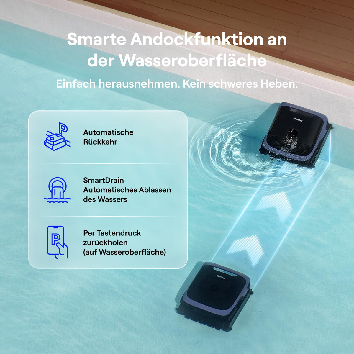 Beatbot Sora 70 Poolroboter, 4-in-1 Poolreinigung, Oberfläche, blau