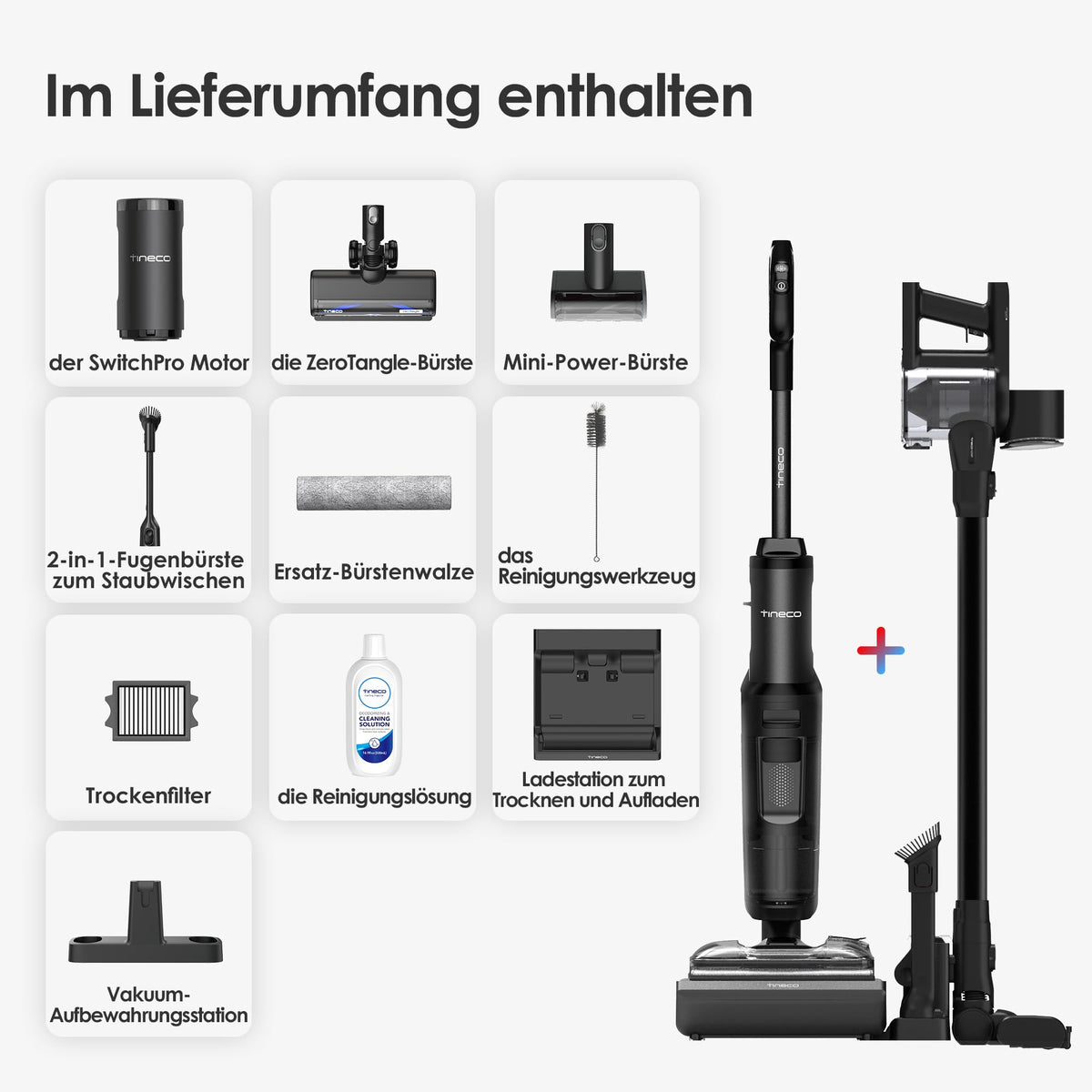Tineco FLOOR ONE Switch S7 Stretch Nass Trockensauger & Akkusauger Set 5-in-1, FlashDry Selbstreinigung, DualBlock Anti-Tangle, 50 Min Laufzeit 22kPa Multifunktionaler Bodenreiniger für das Ganze Haus