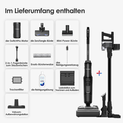 Tineco FLOOR ONE Switch S7 Stretch Nass Trockensauger & Akkusauger Set 5-in-1, FlashDry Selbstreinigung, DualBlock Anti-Tangle, 50 Min Laufzeit 22kPa Multifunktionaler Bodenreiniger für das Ganze Haus