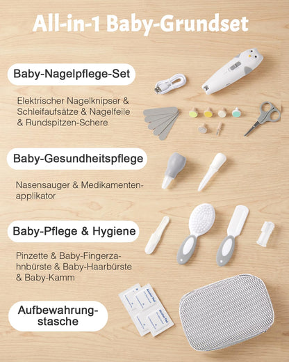 Lictin Baby Nagelfeile Elektrisch, 25 in 1 Baby Nagelset,Weiß