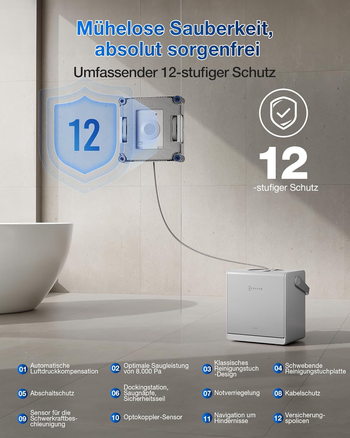 ECOVACS Winbot W2S Omni Window Cleaning Robot with Multifunctional Station