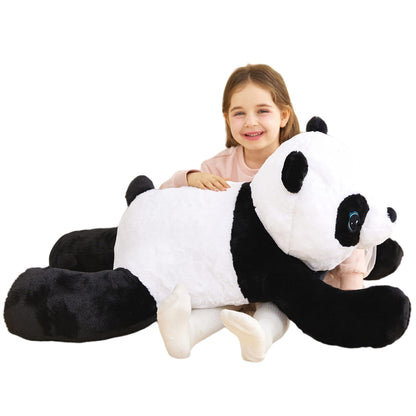 IKASA Groß Panda Kuscheltier Riesen Stofftier,Gross Plüschtier Riesige Plüsch Spielzeug 78cm Flauschige Jumbo Plüschtiere, Weich XXL XL Stofftiere Süße,Geschenk für Kinder (Schwarz, 78cm)