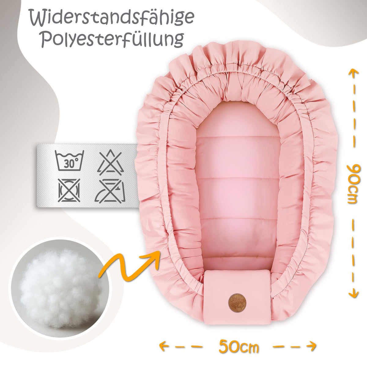 Babynest babynestchen neugeborene 90 x 50 cm baby nestchen tragbar nest für bett kinder kuschelnest coccon für jungen und mädchen schmutziges rosa