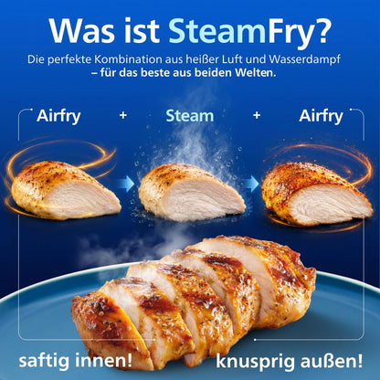 Philips Steam Airfryer 5000 Heißluftfritteuse, Schwarz, 9 L
