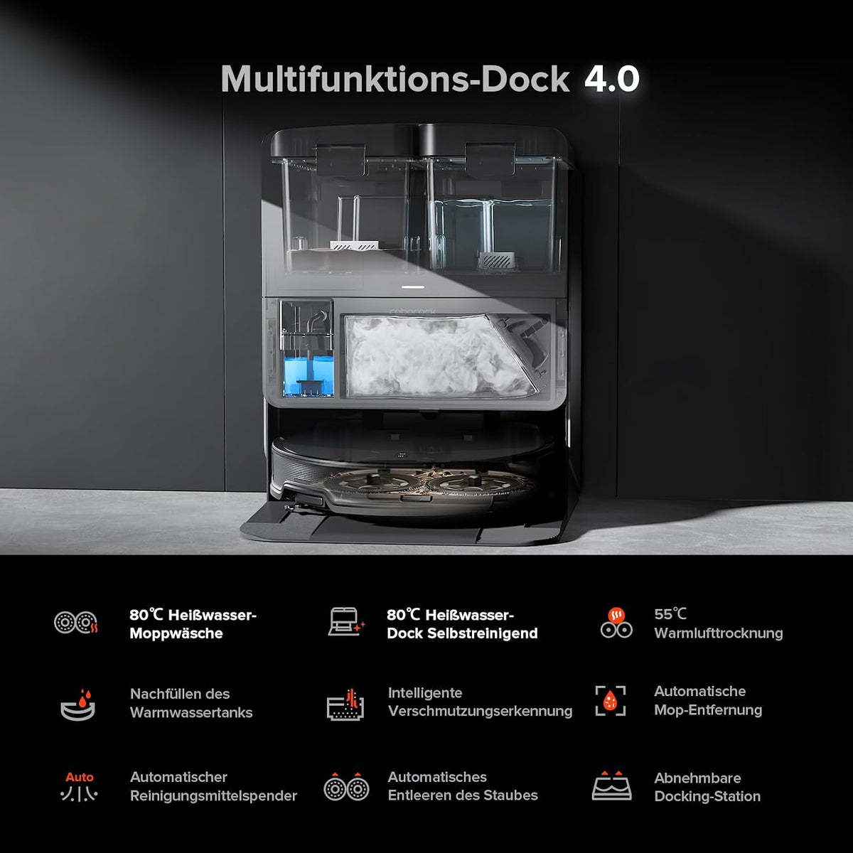 roborock Saros 10R Saugroboter mit Wischfunktion&angebbarem Wischmopp