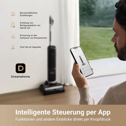 dreame H14 Pro Nass- und Trockensauger, 180° Lie-Flat, 60 °C Bürstenpflege, 5-min Trocknung, automatische Lösungsmittelverteilung, App-Steuerung, Doppelrotationsbürste, 18 kPa Saugkraft, Doppelkante