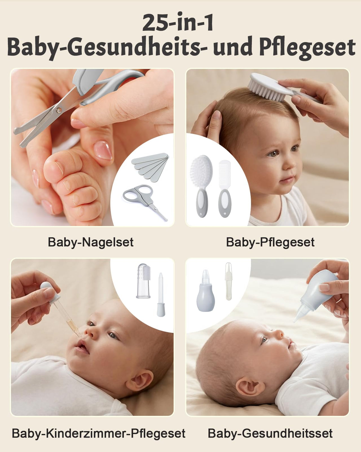 Lictin Baby Nagelfeile Elektrisch, 25 in 1 Baby Nagelset,Weiß