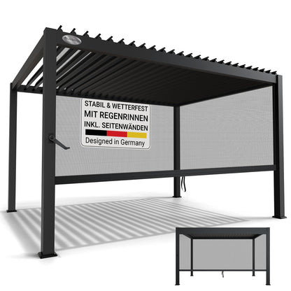 Juskys Lamellendach Tahiti 3x4 m inkl. Seitenwand 4 m