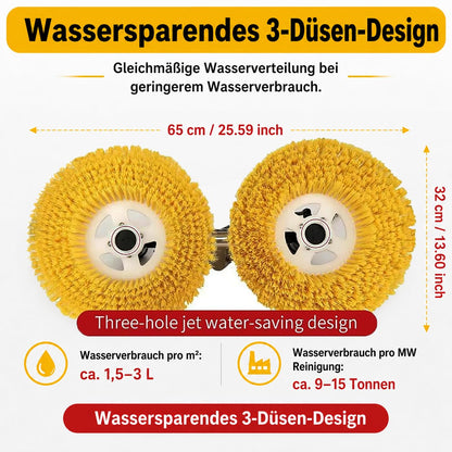 Professionelle Solar Reinigungsbürste Teleskop,Doppelrotationskopf,65cm/25.59in Arbeitsbreite,7.5m Teleskopstange, wasserdicht&energiesparend,für pv anlage reinigung,solaranlage, Versand aus De