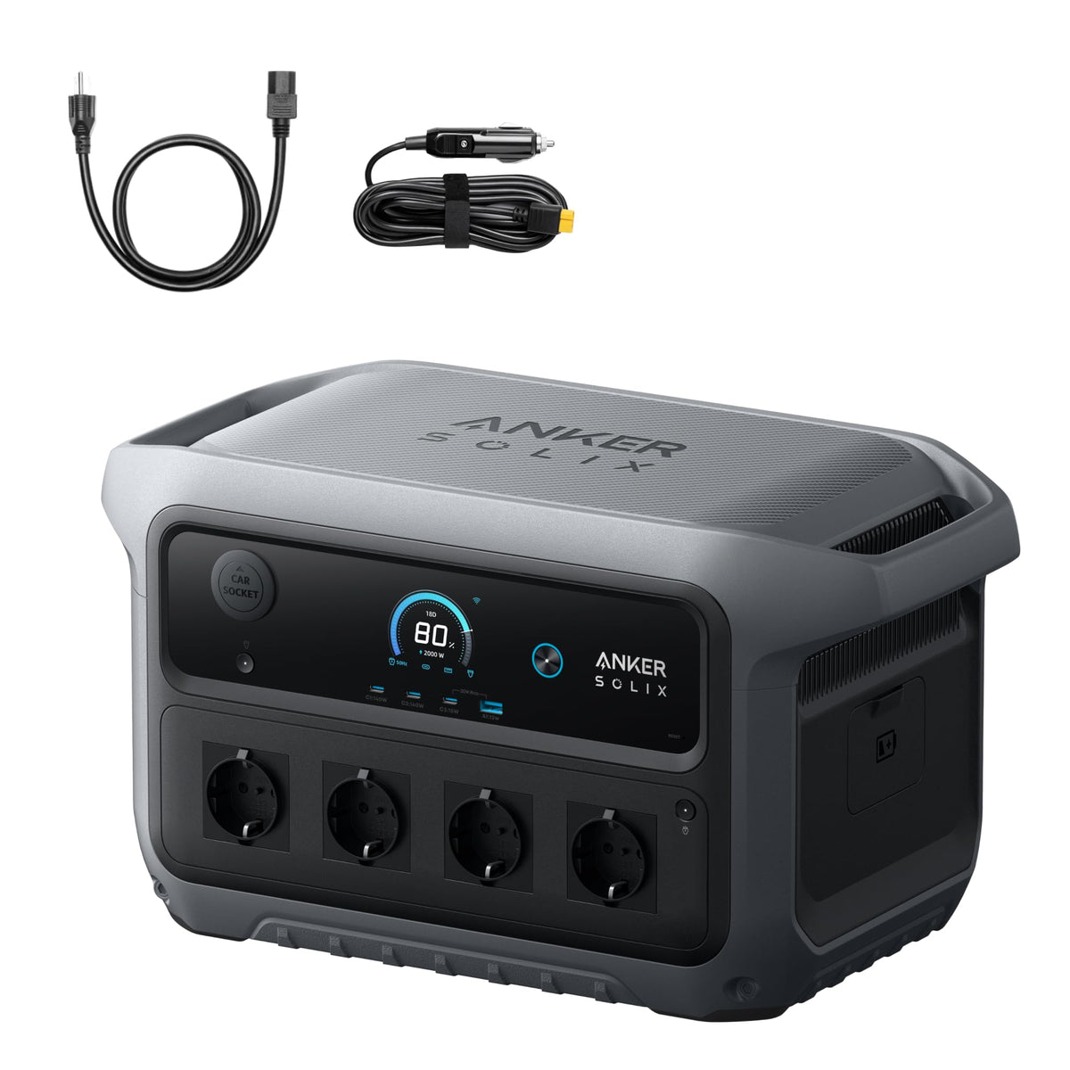 Anker SOLIX C2000 Gen 2 Tragbare Powerstation mit Autoladekabel, 2400W