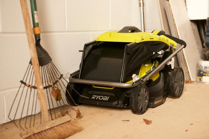 RYOBI 18 V ONE+ Akku-Rasenmäher RY18LMX37A-150, 37 cm Schnittbreite, bürstenloser Motor, inkl. 1 x 5,0Ah Akku & Ladegerät, für Rasenflächen bis 350 m²