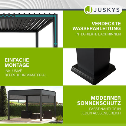 Juskys Lamellendach Tahiti 3x4 m inkl. Seitenwand 4 m