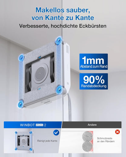 ECOVACS Winbot Mini 2 Window Cleaning Robot with Corner Brushes