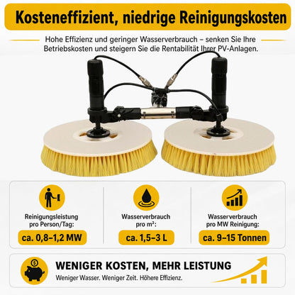 Professionelle Solar Reinigungsbürste Teleskop,Doppelrotationskopf,65cm/25.59in Arbeitsbreite,7.5m Teleskopstange, wasserdicht&energiesparend,für pv anlage reinigung,solaranlage, Versand aus De