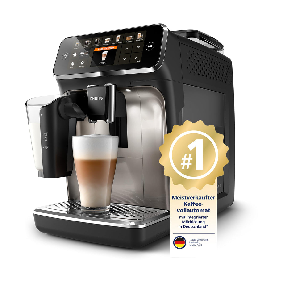 PHILIPS Kaffeevollautomat LatteGo 5400 Serie, Chrom, 12 Spezialitäten