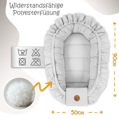 Babynest babynestchen neugeborene 90 x 50 cm baby nestchen tragbar nest für bett kinder kuschelnest coccon für jungen und mädchen gräulich