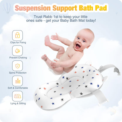Rabb 1st Baby Badewanne Faltbare, Baby Bathtub Babywanne Faltbar Babybadewanne Tragbare Wanne für Neugeborene Kleinkinder mit Rutschfester Matte und Abflussloch (Kein Thermometer) (Rosa)
