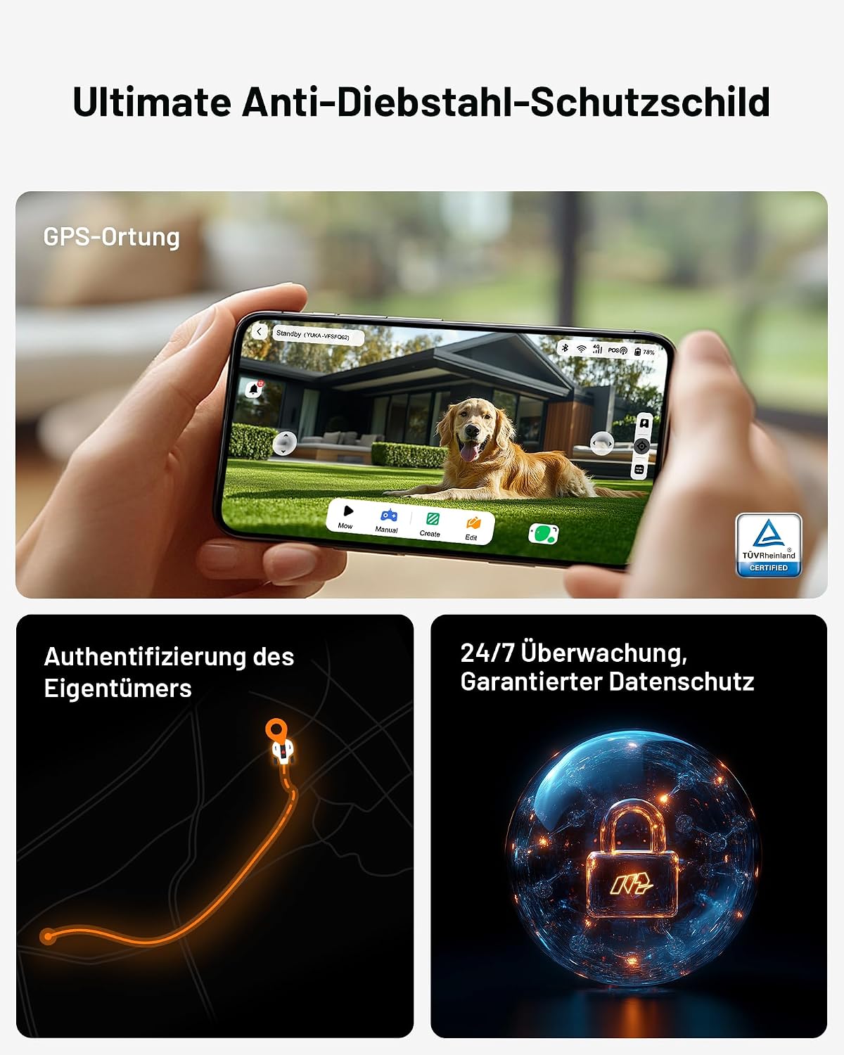 MAMMOTION YUKA 2000 Robotic Lawnmower without Boundary Cable, Max. 2400 m²