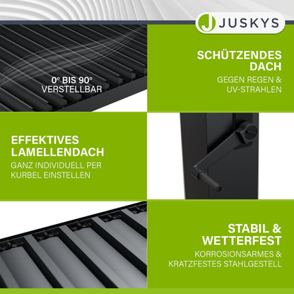 Juskys Lamellendach Tahiti 3x4 m inkl. Seitenwand 4 m