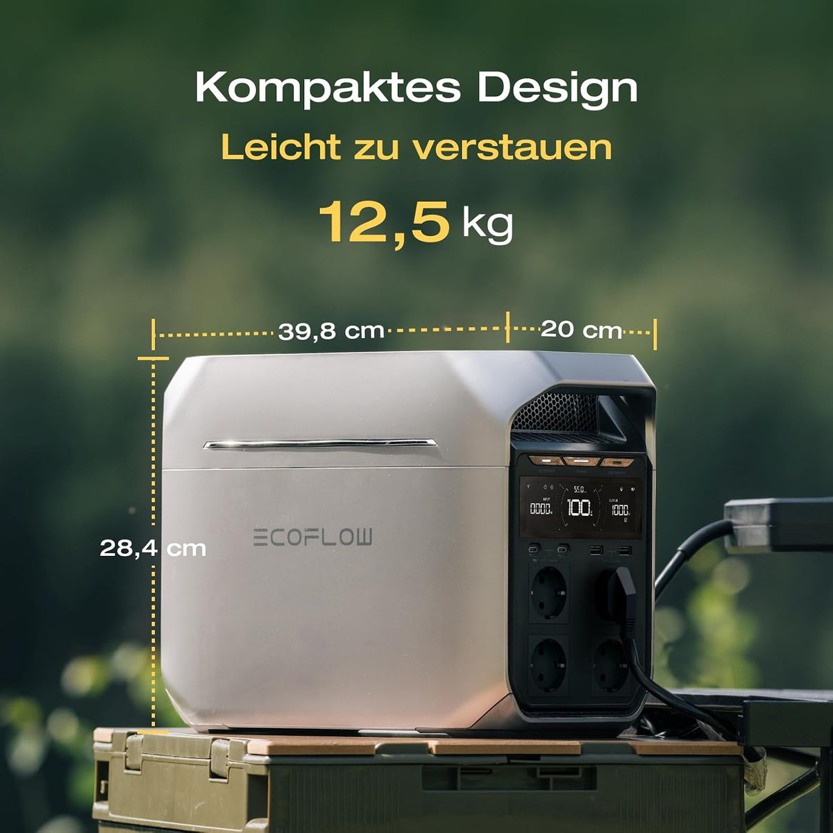 EF ECOFLOW Delta 3 Plus Portable Power Station, 1024 Wh LiFePO4 Battery, Fully Charged in 56 Minutes, 1800 W (3600 W Peak) Solar Generator for Emergency Power Supply, Camping