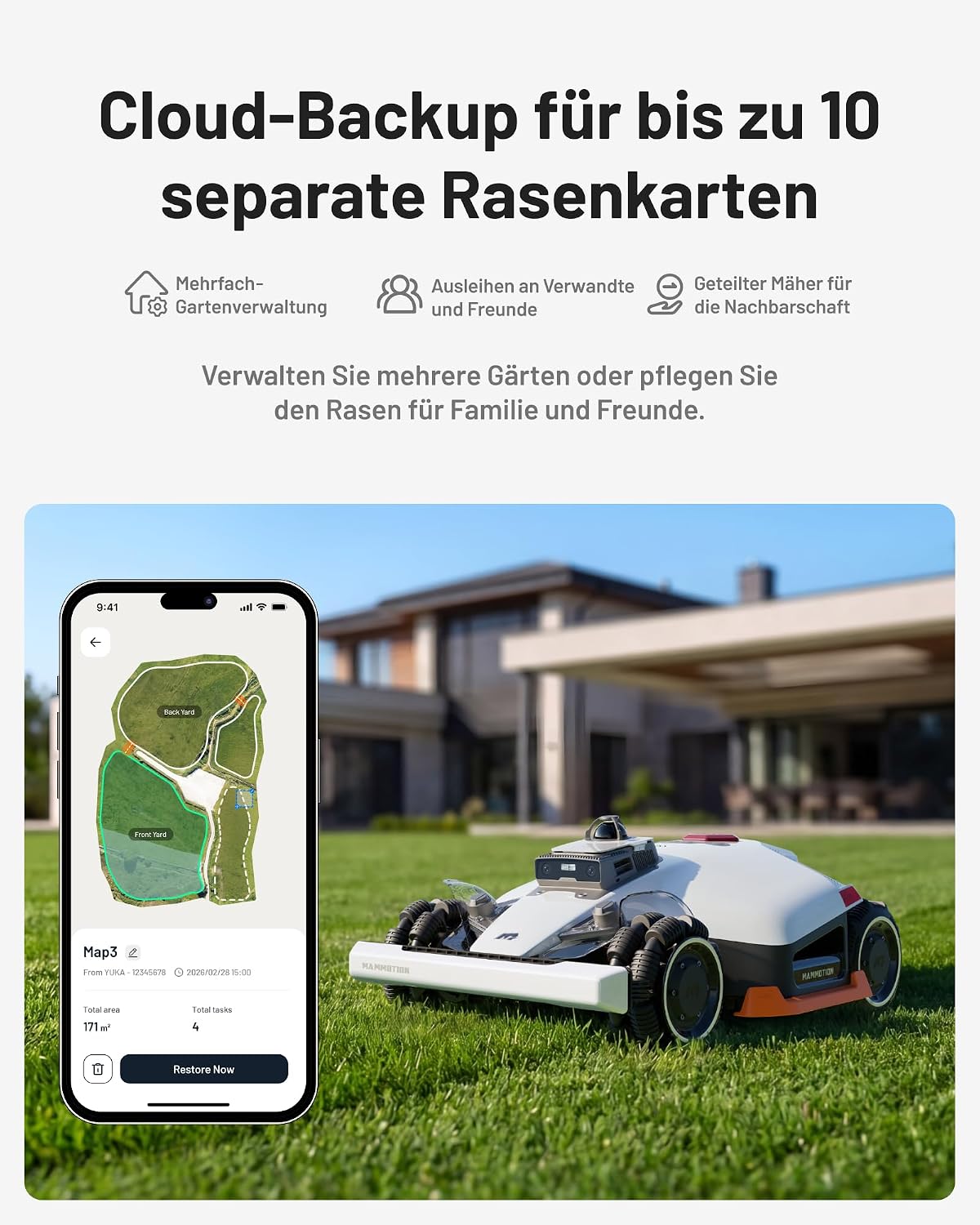 MAMMOTION LUBA 3 AWD Mähroboter mit Garage+Reinigungsständer