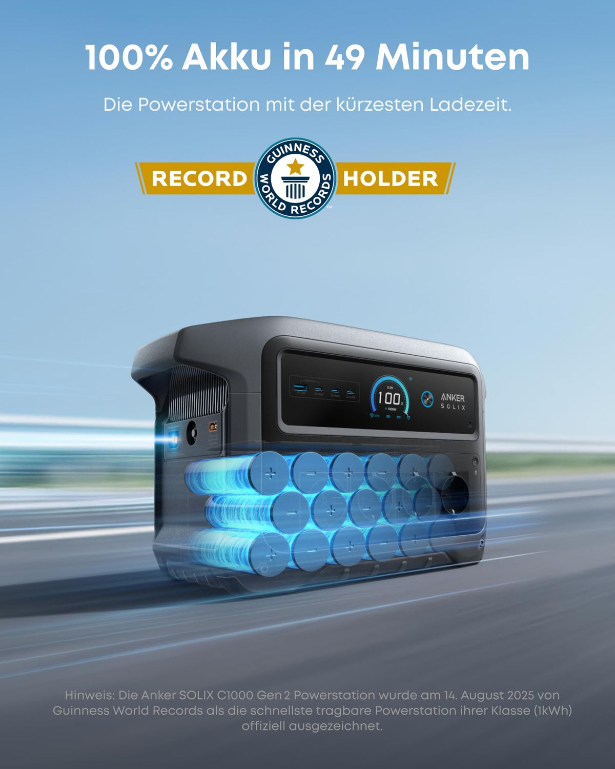 Anker SOLIX C1000 Gen 2 Tragbare Powerstation mit 100W Solarpanel, Camping