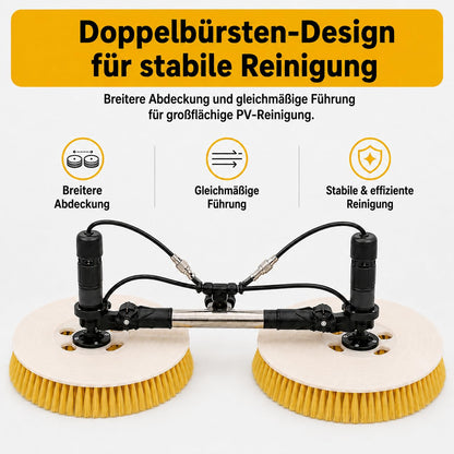 Professionelle Solar Reinigungsbürste Teleskop,Doppelrotationskopf,65cm/25.59in Arbeitsbreite,7.5m Teleskopstange, wasserdicht&energiesparend,für pv anlage reinigung,solaranlage, Versand aus De