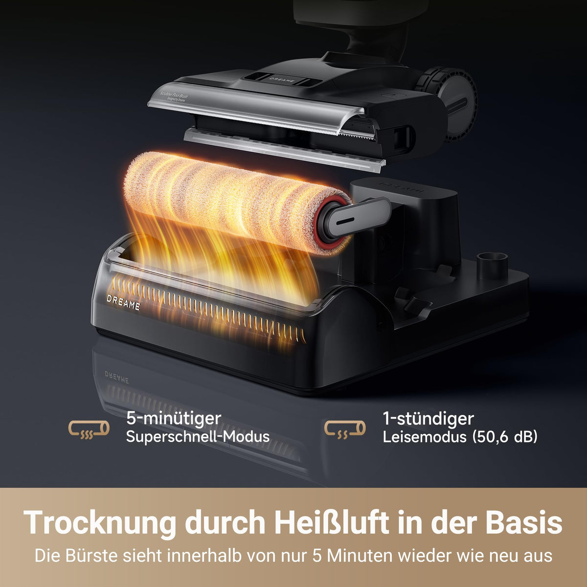 dreame H14 Pro Nass- und Trockensauger, 180° Lie-Flat, 60 °C Bürstenpflege, 5-min Trocknung, automatische Lösungsmittelverteilung, App-Steuerung, Doppelrotationsbürste, 18 kPa Saugkraft, Doppelkante