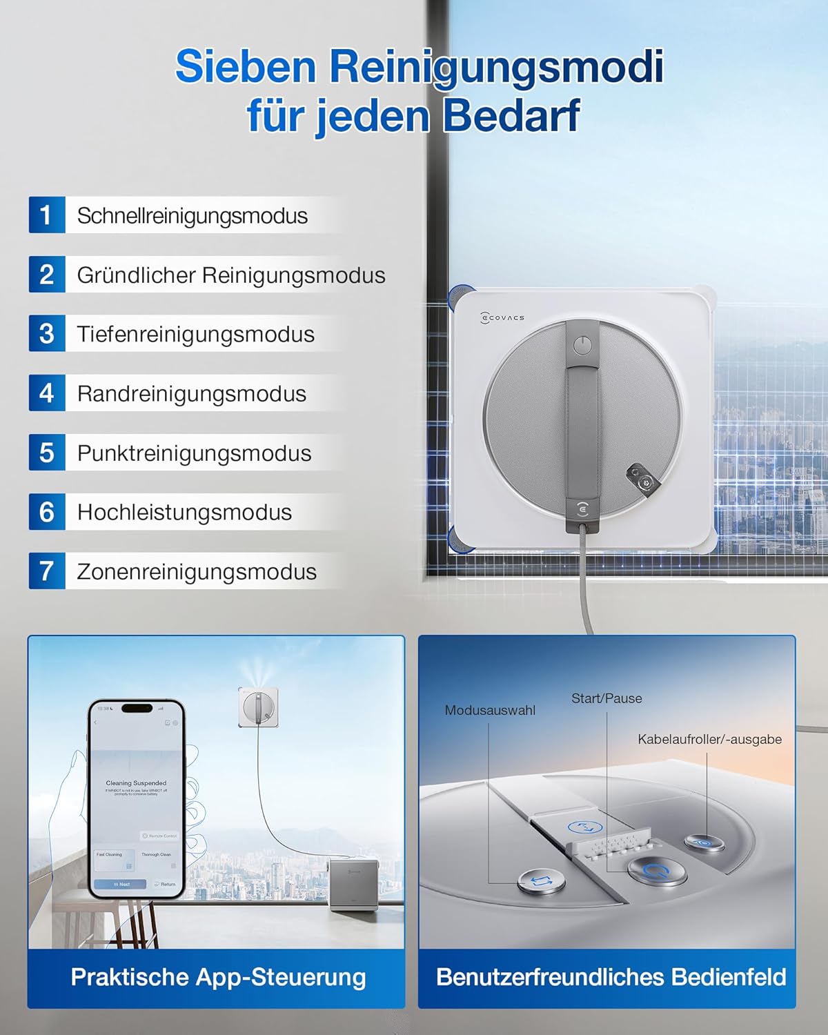 ECOVACS Winbot W2S Omni Window Cleaning Robot with Multifunctional Station
