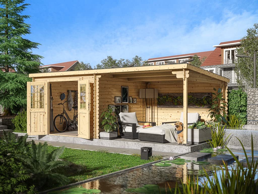Woodtex Holz Gartenhaus Blockbohlenhaus CA2977