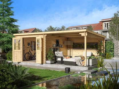 Woodtex Holz Gartenhaus Blockbohlenhaus CA2977