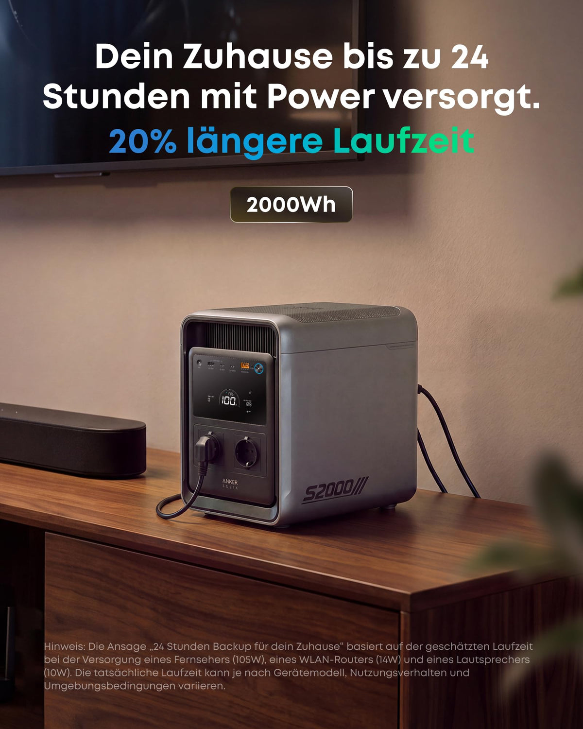 Anker SOLIX S2000 Tragbare Powerstation, 2000Wh, 1500W Hausstromversorgung