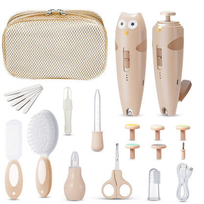 Lictin Baby Nagelfeile Elektrisch, 25 in 1 Baby Nagelset,Khaki