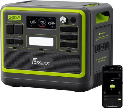 FOSSiBOT F2400 Tragbare Powerstation 2048Wh/640000mAh LiFePO4, 3x230V AC Outputs 2400W (4800W Peak) Solargenerator, Portable Power Stationen Stromspeicher, Outdoor Reisen und Camping im Wohnmobil