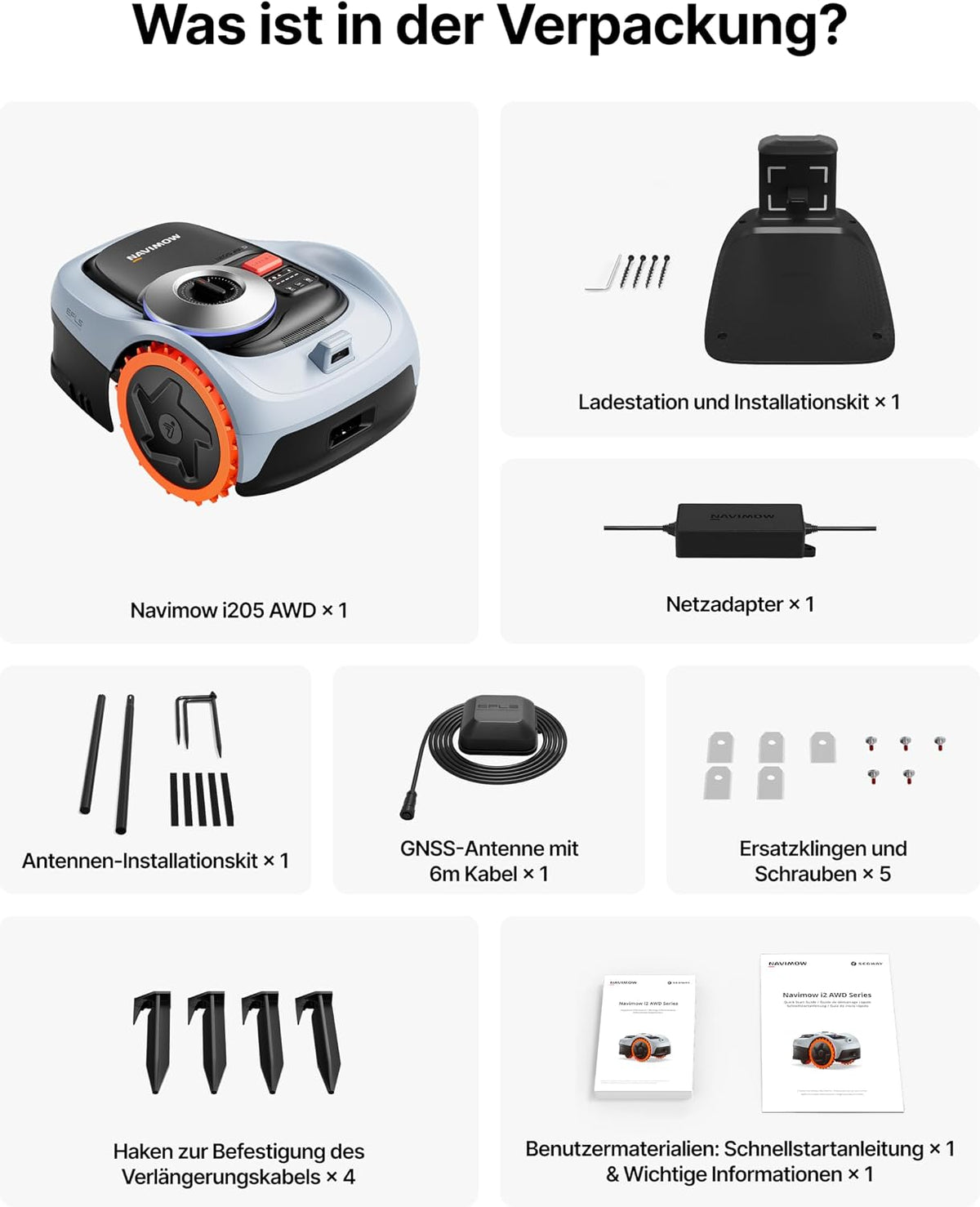 Segway Navimow i205 AWD Mähroboter mit Garage S, für 500 m², NRTK+Vision