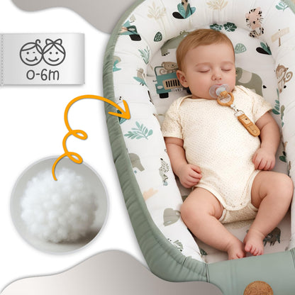 Babynest babynestchen neugeborene 90 x 50 cm baby nestchen tragbar nest für bett kinder kuschelnest coccon für jungen und mädchen afrika blau