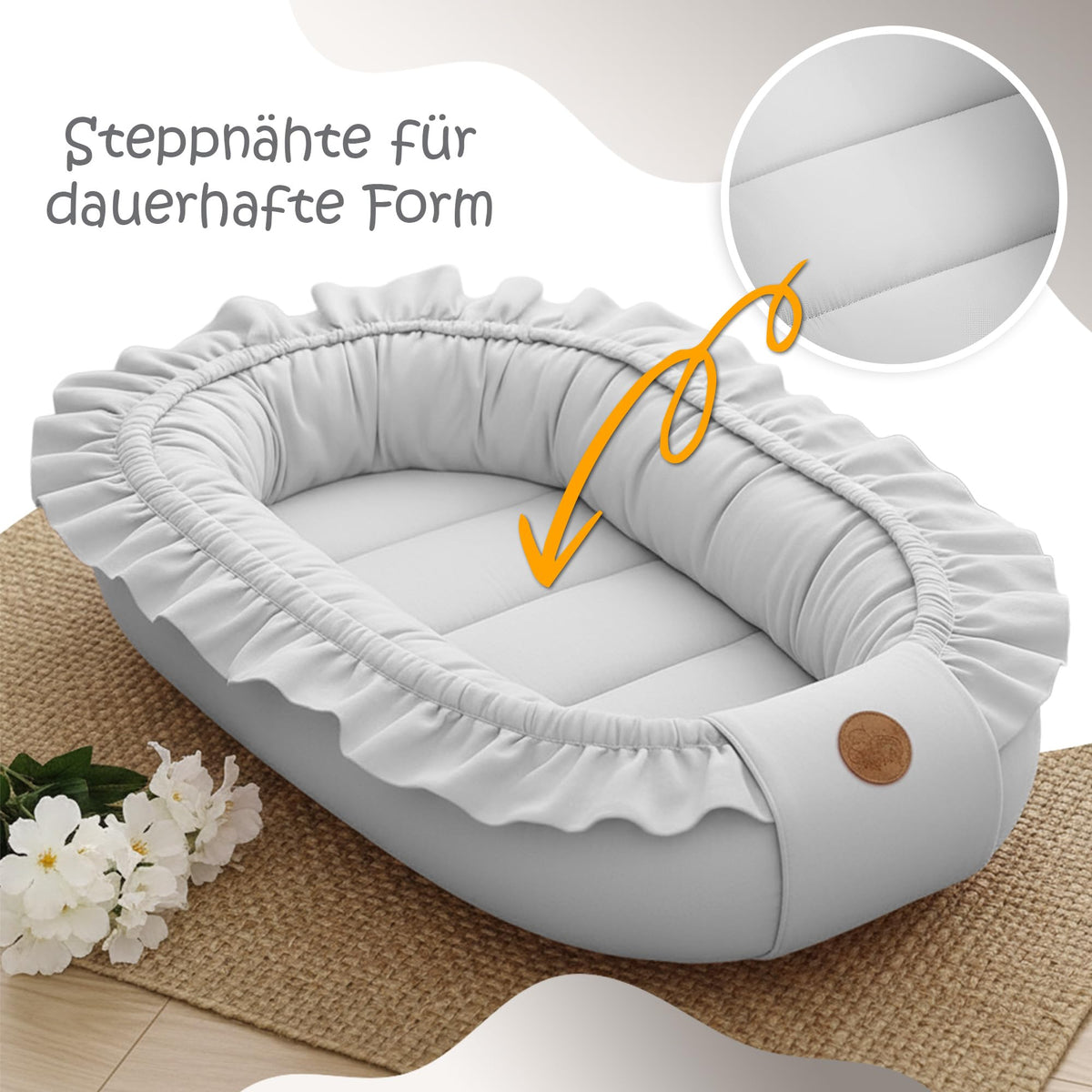 Babynest babynestchen neugeborene 90 x 50 cm baby nestchen tragbar nest für bett kinder kuschelnest coccon für jungen und mädchen gräulich