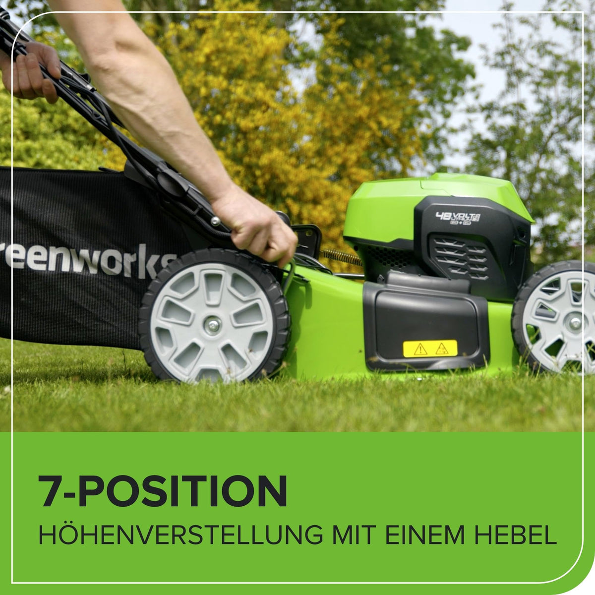 Greenworks Selbstfahrender Akku Rasenmäher 48V (24V x 2) bis zu 480m², 46cm Schnittbreite, 55L Sack Rasenmäher Elektro Plus Zwei 4Ah-Akkus und Doppelladegerät,3 Jahre Garantie,GD24X2LM46SPK4X