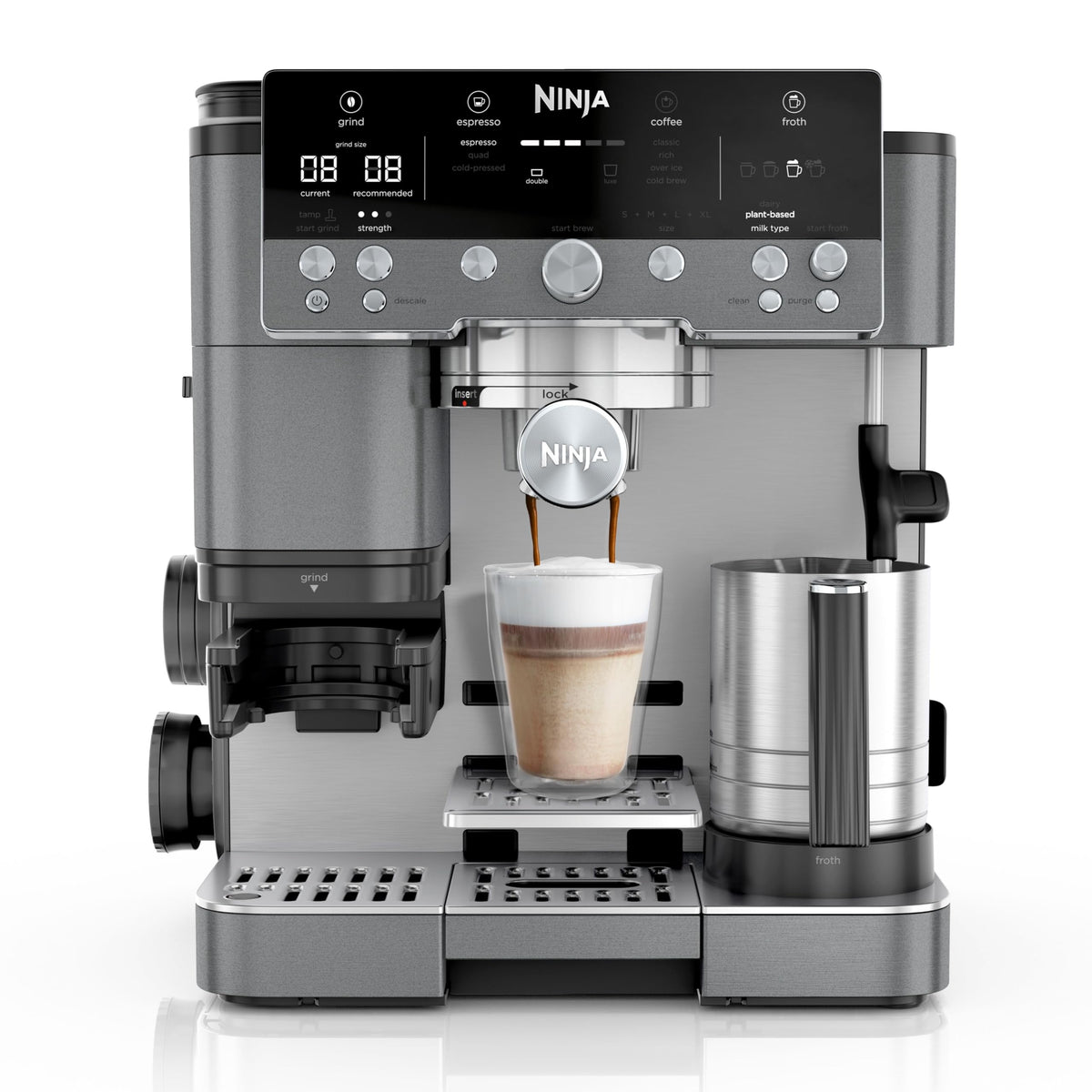 Ninja Luxe Premier 3-in-1 Kaffeemaschine, Espresso & Cold Brew, Grau-Metall