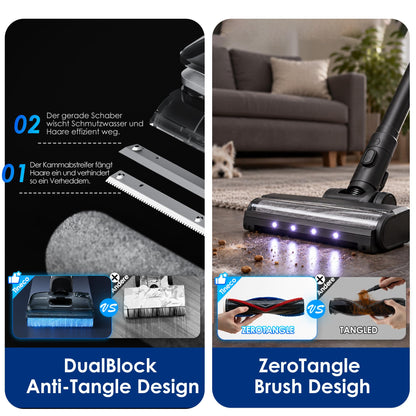 Tineco FLOOR ONE Switch S7 Stretch Nass Trockensauger & Akkusauger Set 5-in-1, FlashDry Selbstreinigung, DualBlock Anti-Tangle, 50 Min Laufzeit 22kPa Multifunktionaler Bodenreiniger für das Ganze Haus